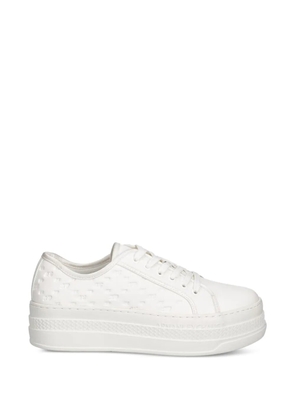 Armani Exchange logo-embossed flatform sneakers - White
