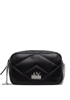Armani Exchange quilted logo-plaque shoulder bag - Black