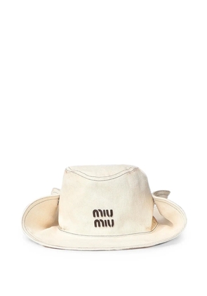 Miu Miu logo-detail hat - Neutrals