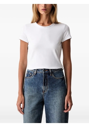 Armani Exchange rhinestone-logo T-shirt - White