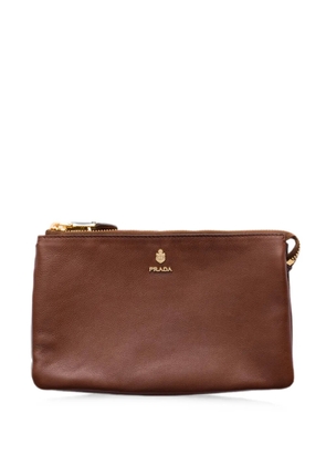 Prada leather zipper pouch - Brown