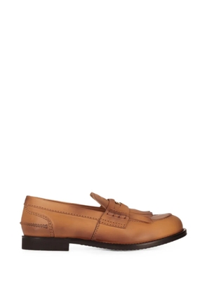 Miu Miu fringed leather loafers - Brown