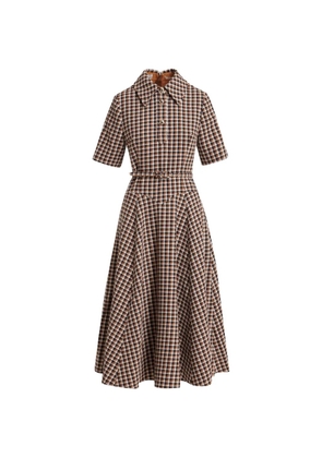Essentiel Antwerp belted check-pattern midi dress - Brown