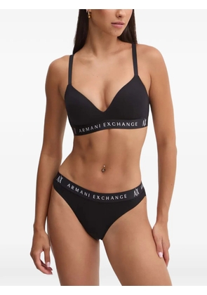 Armani Exchange logo-tape triangle bra - Black
