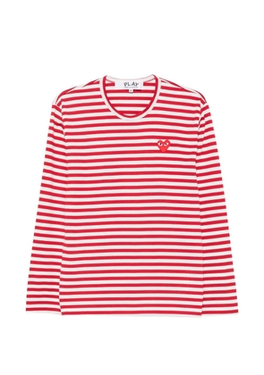 Comme Des Garçons Play striped heart-patch T-shirt - Red
