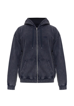 Diesel zip-up hoodie in treated cotton fleece - Blue