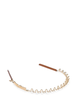 Miu Miu metal and leather headband - Gold