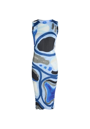 Pleats Please Issey Miyake Roll abstract-print midi dress - Blue