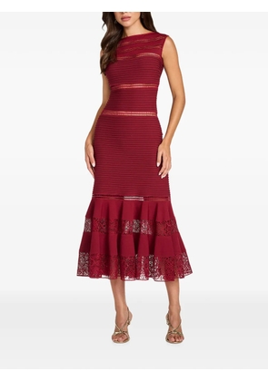 Tadashi Shoji Fiora lace-panelled pintuck-detail midi dress - Red