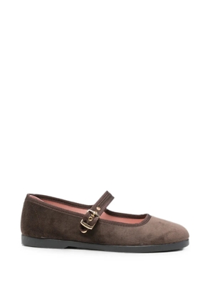 Victoria buckle-fastening velvet ballet flats - Brown