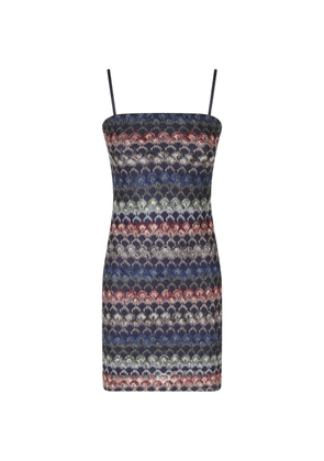Missoni chevron-knit spaghetti-strap mini dress - Blue