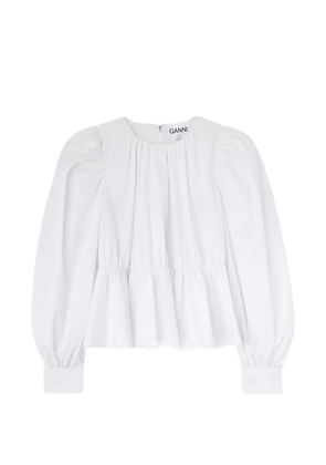 GANNI blouse in compact poplin - White