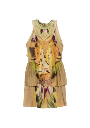 Alberta Ferretti abstract-print tiered mini dress - Green