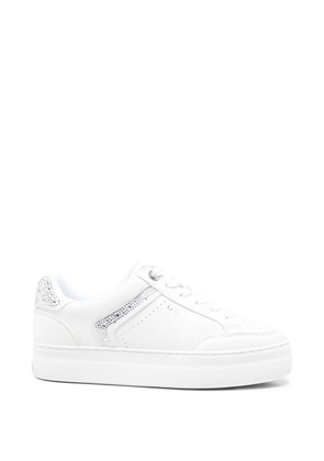 GUESS USA rhinestone-embellished leather sneakers - White
