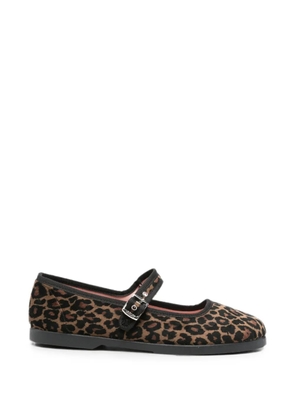 Victoria leopard-print buckle-fastening ballet flats - Brown