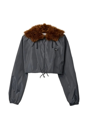 Miu Miu technical fabric and shearling windbreaker - Grey