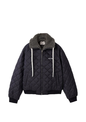 Miu Miu logo-detail padded jacket - Blue