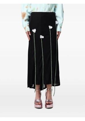 Moschino Couture floral-appliqué midi skirt - Black