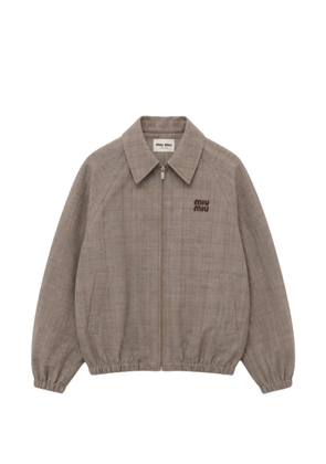 Miu Miu Prince of Wales checked blouson jacket - Brown