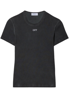 Off-White logo-embroidered T-shirt - Grey