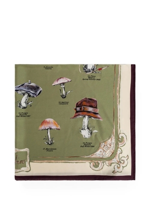 Moschino mushroom-print silk scarf - Green