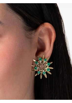 Carol Kauffmann Mandala emerald and diamond hoop earrings - Gold