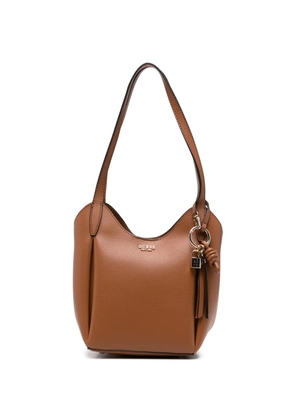 GUESS USA Melody logo-plaque pebbled shoulder bag - Brown