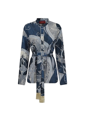 F.R.S For Restless Sleepers graphic-print belted shirt - Blue