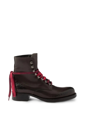 Prada leather laced booties - Brown