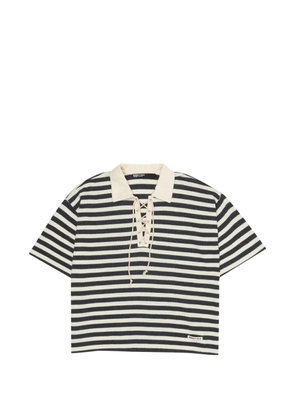 Bimba y Lola black striped T-shirt with adjustable polo shirt collar