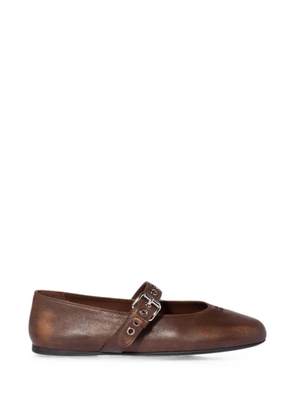Miu Miu buckle-strap leather ballet flats - Brown
