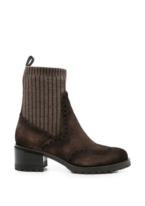 Santoni brogue-detail sock ankle boots - Brown