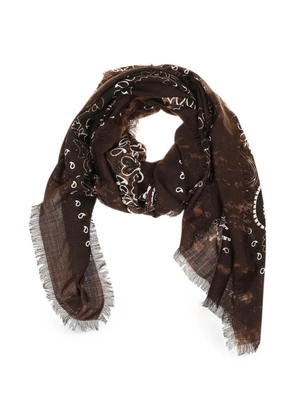 Destin paisley-print frayed-edge scarf - Brown