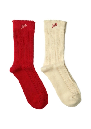 DAMSON MADDER llogo-embroidered socks pack (pack of two) - Neutrals