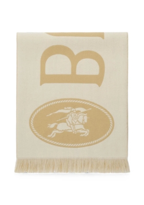 Burberry logo wool scarf - Neutrals