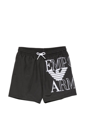 Emporio Armani logo-print drawstring swim shorts - Black