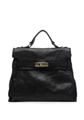 Campomaggi Ginevra large whipstitch-trim calf leather shoulder bag - Black