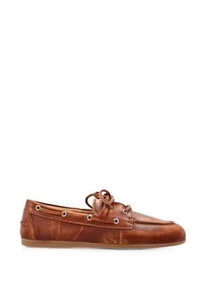 Posa brushed leather boat shoes - Brown