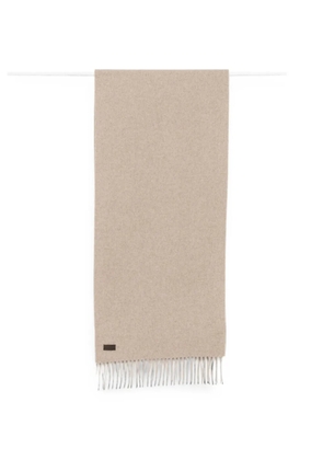 Canali logo-patch fringed scarf - Neutrals