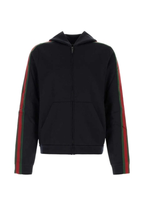 Gucci silk cotton jersey zip jacket with Web - Blue