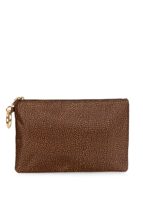 Borbonese animal-print logo-plaque clutch bags - Brown