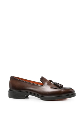 Santoni tassel braided-trim loafers - Brown