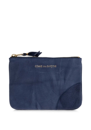 Comme Des Garçons logo-print calf leather pouch - Blue