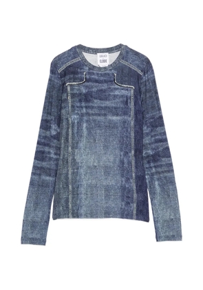 LIU JO denim-print long-sleeve T-shirt - Blue