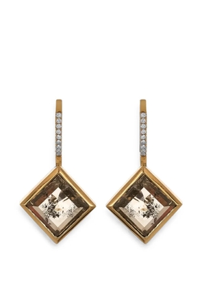 with love diamond drop earrings - Gold