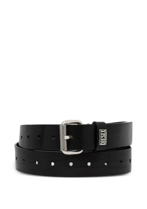 Diesel logo-plaque leather belt - Black