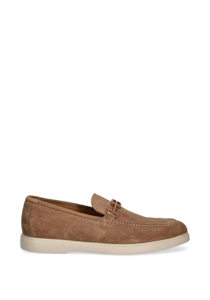Baldinini monogram-plaque suede loafers - Brown