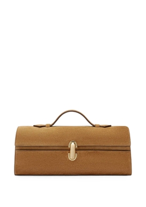 Savette Symmetry slim suede clutch bag - Brown
