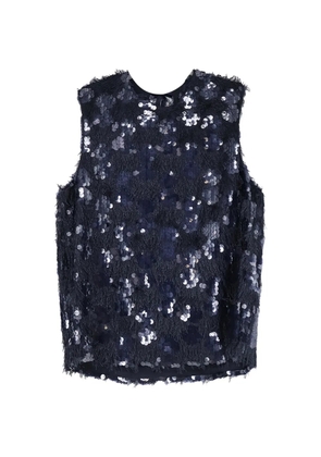 Semicouture sequin-embellished fringed top - Blue