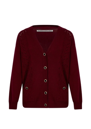 Alessandra Rich pointelle-knit button-down cardigan - Red